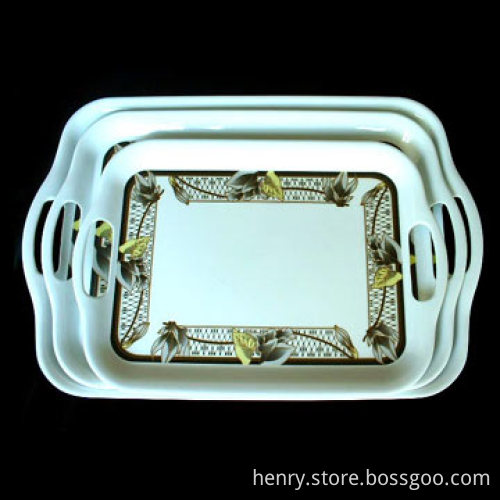 3pcs Melamine Tray with Handle